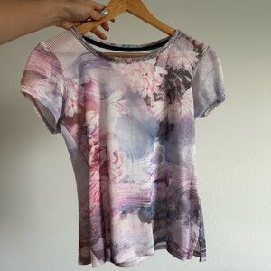 Pilcro Floral Mesh Top